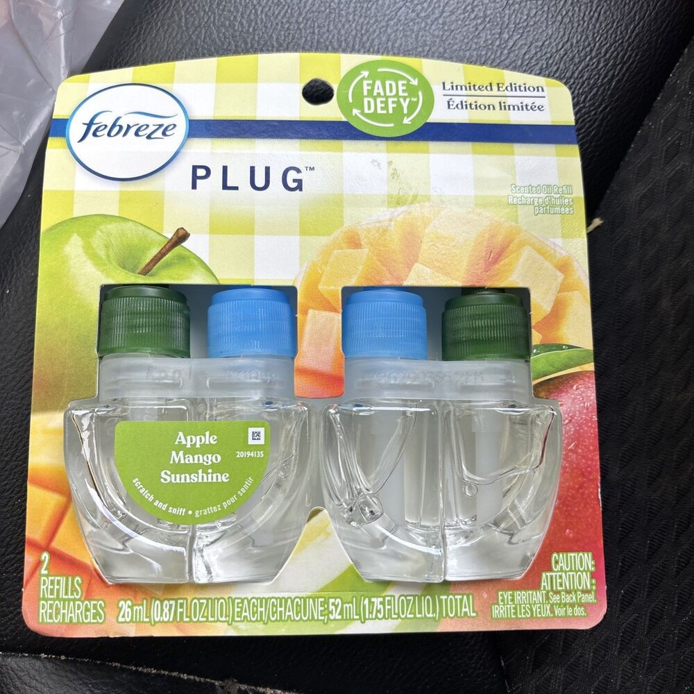 1 Twin Pack (2 Refills ) Febreze Apple Mango Sunshine Oil Refills Fade Defy New